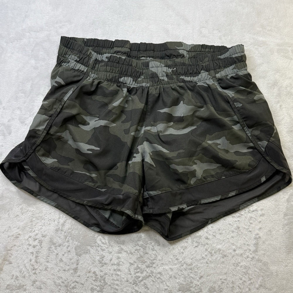 ATHLETA Printed Mesh Racer Run Shorts 4" Camo Athletic Gym Workout Women Size S